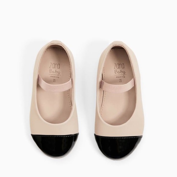 Zara Other - Zara baby nude/black cap toe ballet sandals